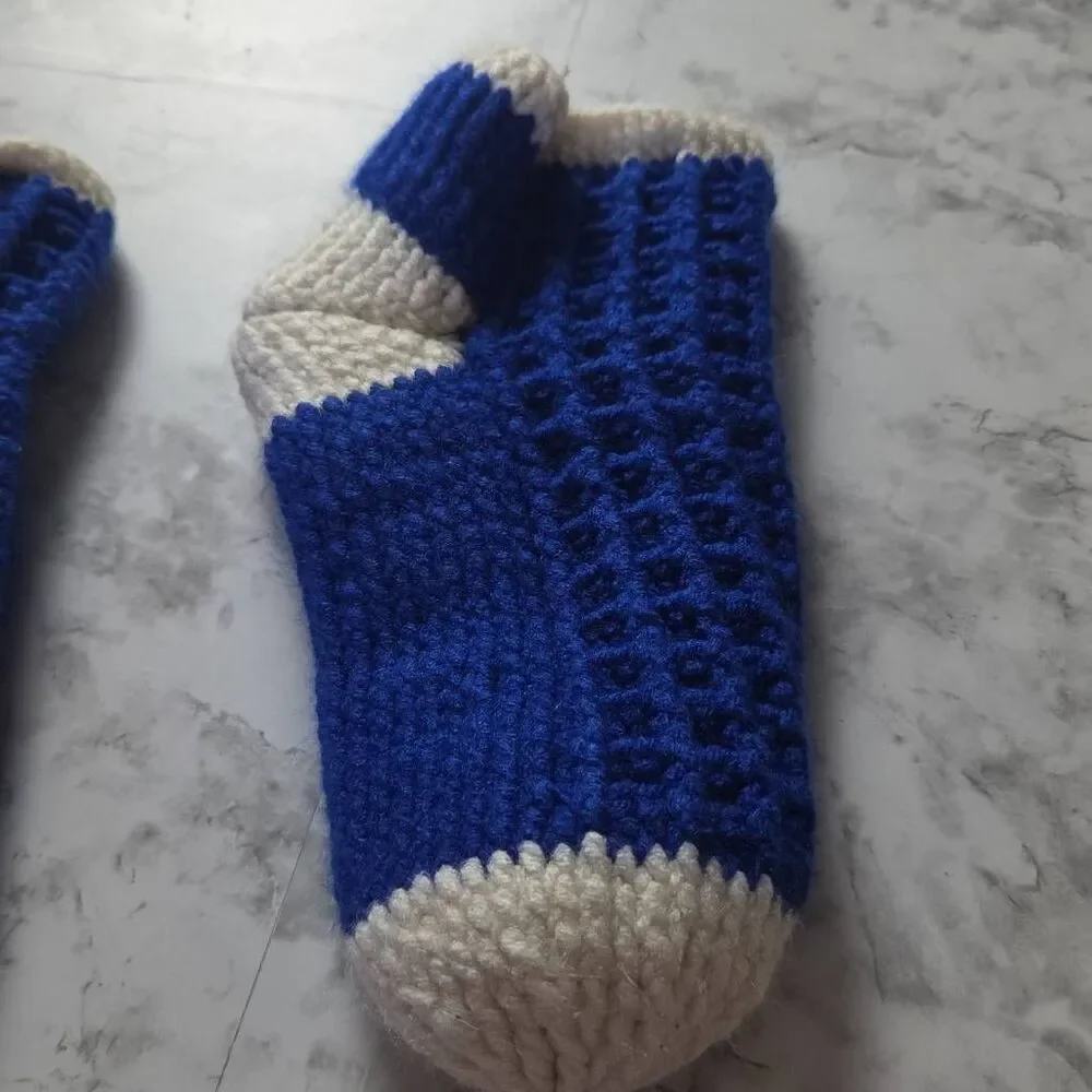 Handmade Blue and White Winter/Christmas Handmade Socks‎
